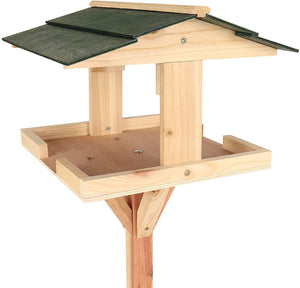 Solid wood bird feeding table with sturdy base
