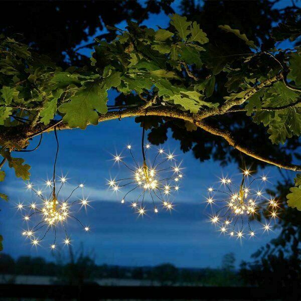 Triple starburst solar string lights