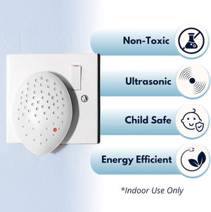 Indoor pest deterrent device operating from wall outlet