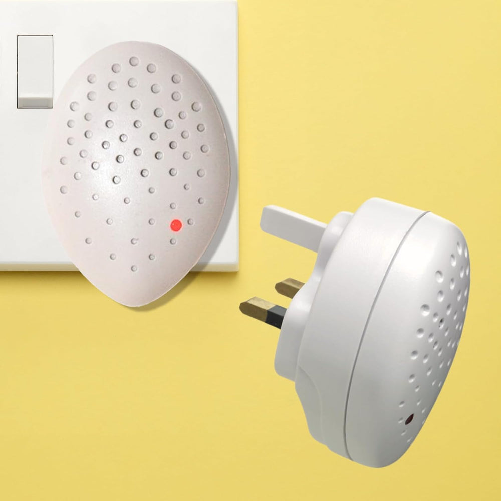 Ultrasonic pest repeller plugged into indoor wall socket