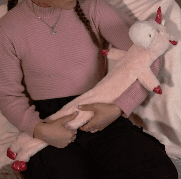 Unicorn hot water bottle with soft plush cover