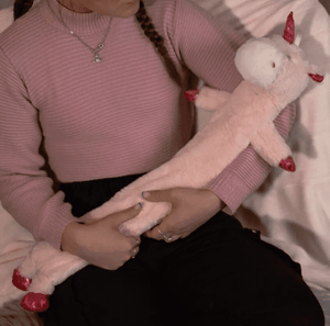 Unicorn hot water bottle with soft plush cover