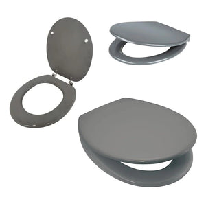 Oval toilet seat with adjustable chrome hinges