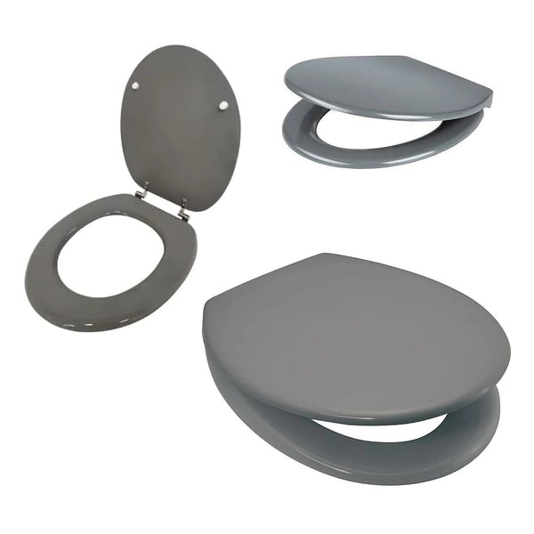 Oval toilet seat with adjustable chrome hinges