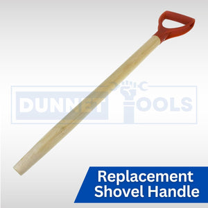 Natural wood garden tool handle with D grip.