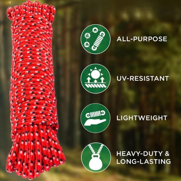 Weather-resistant polypropylene rope for outdoor use.