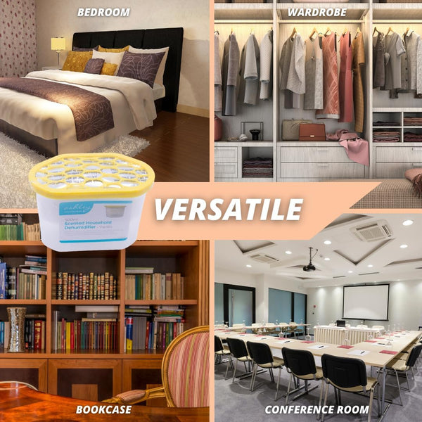 Disposable household moisture absorber with vanilla scent