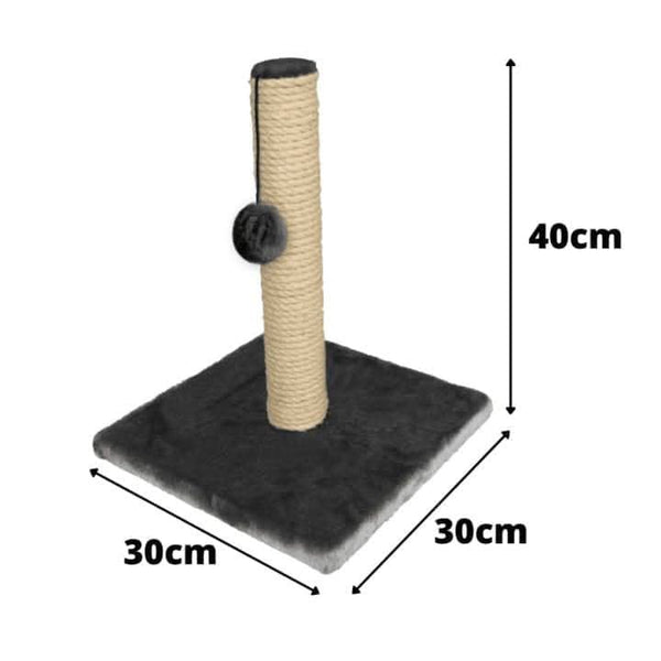 Vertical cat scratcher with hanging play ball