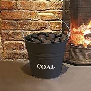 Vintage black 12 litre cast iron coal bucket