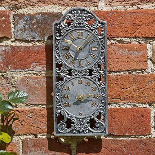 Vintage outdoor wall clock with thermometer