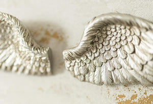 Vintage feather wings used as living room wall decoration