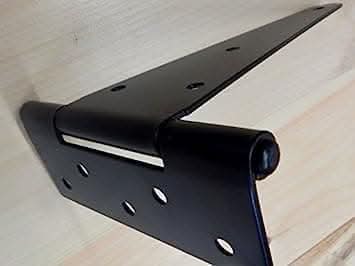 Black powder coated metal hinges for wooden gates