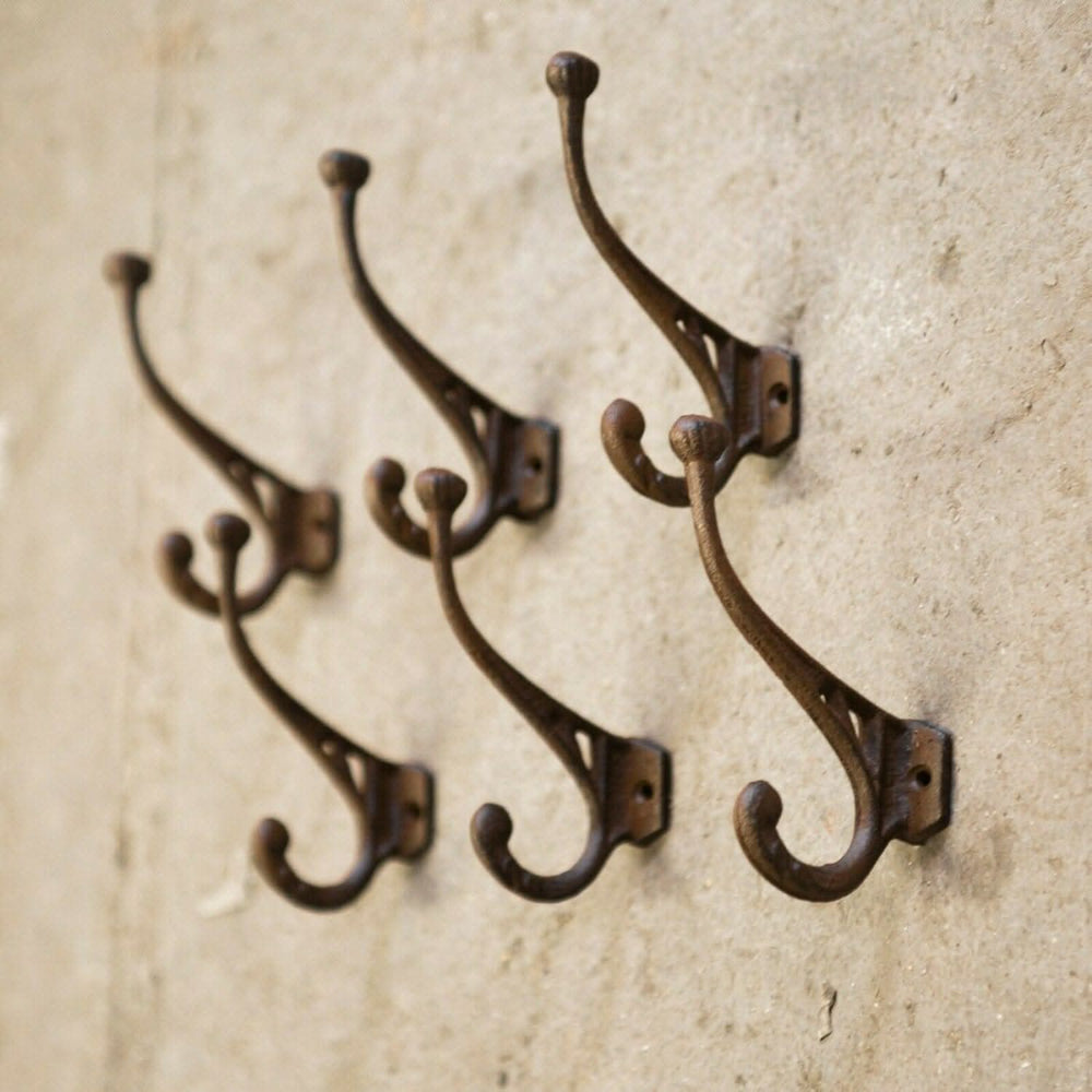 Cast iron antique wall mounted coat hooks for hallway storage