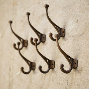 Cast iron antique wall mounted coat hooks for hallway storage