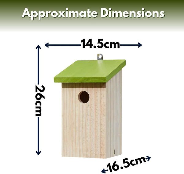 Traditional outdoor timber bird box
