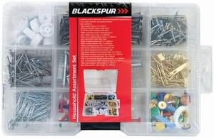 Assorted wall plugs and screws organiser set