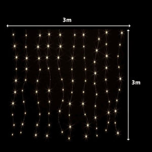 LED waterfall lights displayed as Christmas window decoration