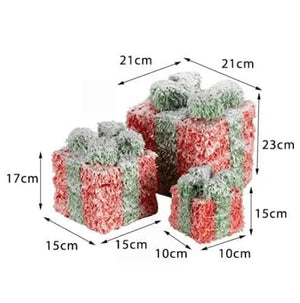 Light up Christmas gift boxes with red and green details