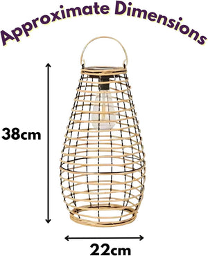 Natural woven solar garden lantern