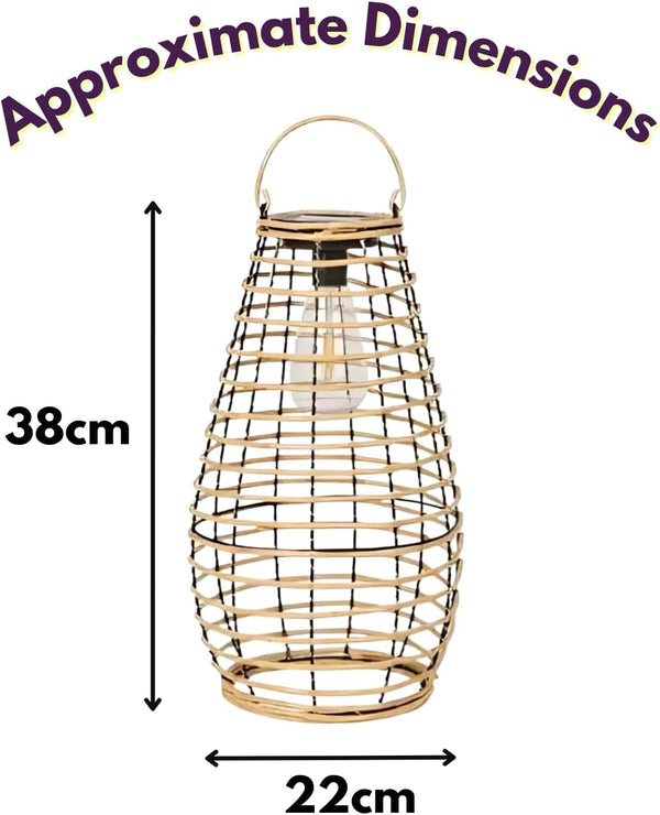 Natural woven solar garden lantern