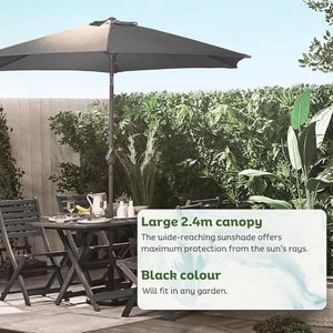 2.4m outdoor parasol displayed in garden