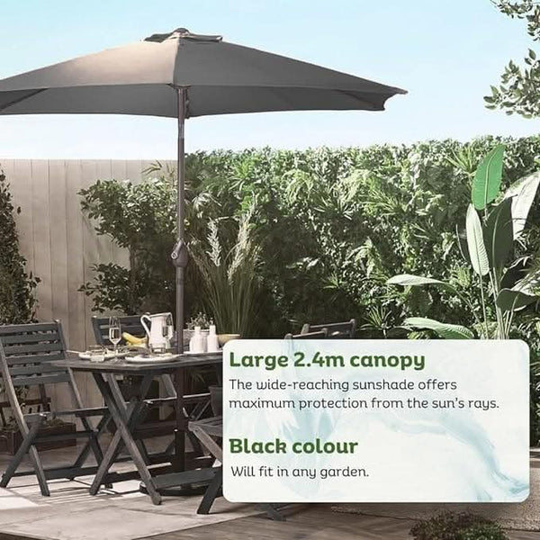 2.4m outdoor parasol displayed in garden