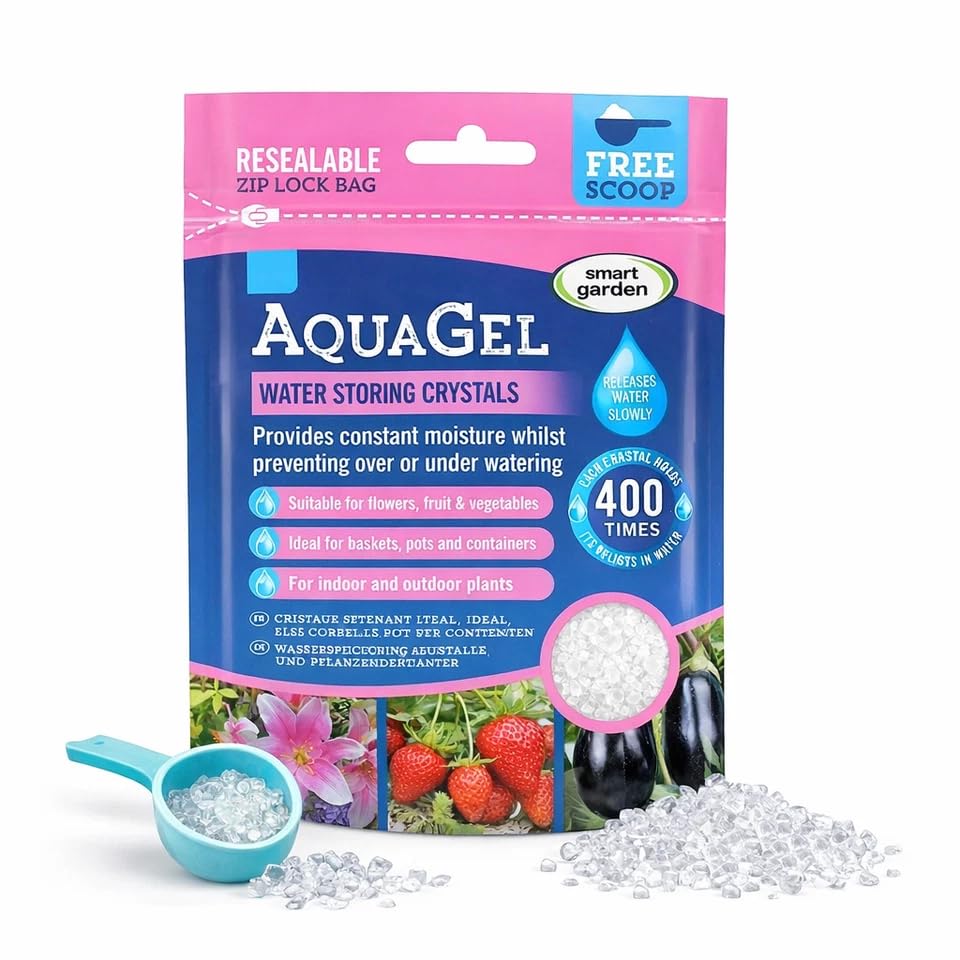 Water retaining crystals for potted plants