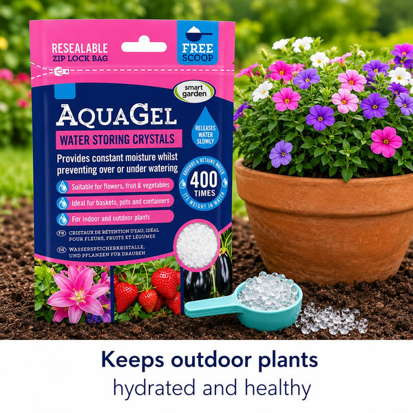 Soil moisture retaining crystals for planters