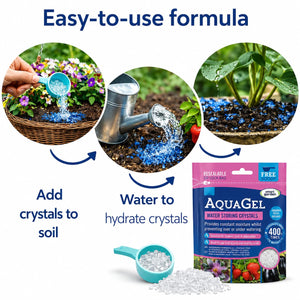 Water storing crystals for garden plants
