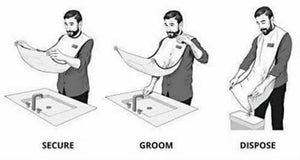 Beard trimming apron catching loose facial hair