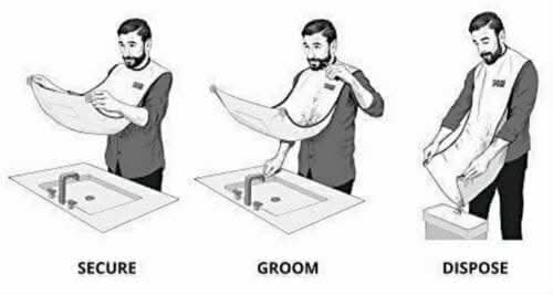 Beard trimming apron catching loose facial hair