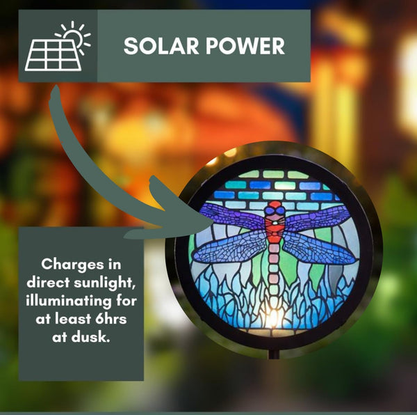 stained glass effect solar garden ornament