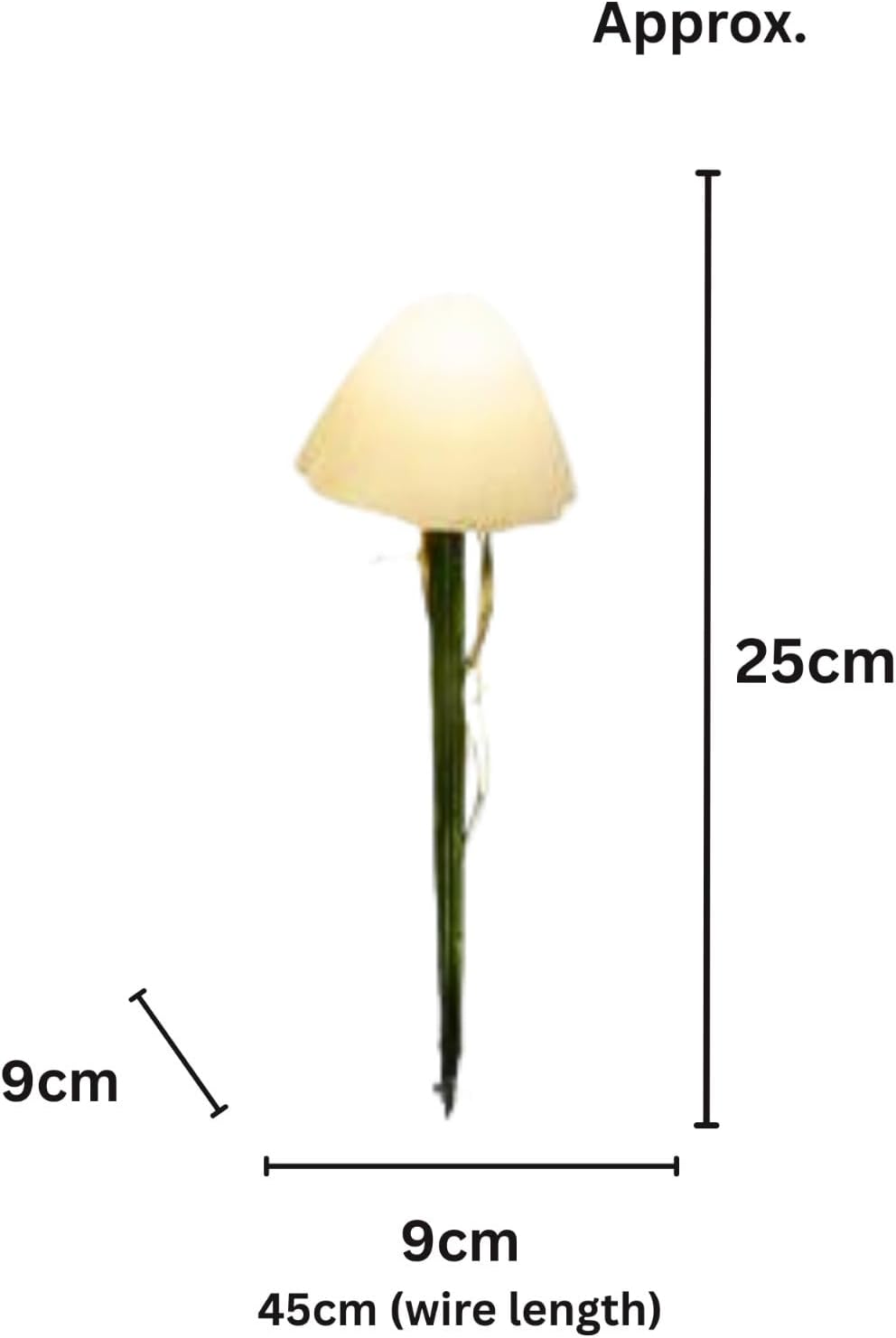 Six solar mushroom stake lights in garden