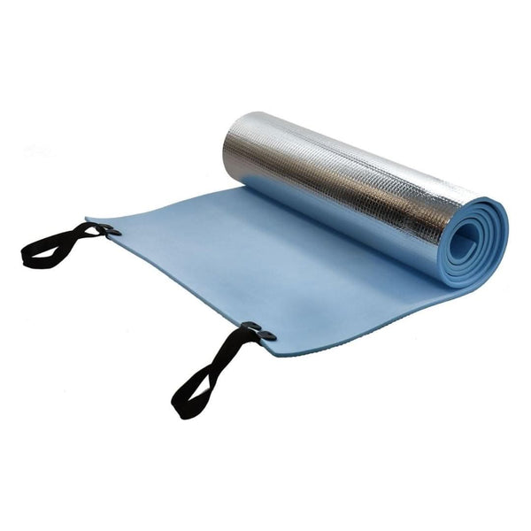 Portable foam mat attached to a hiking rucksack