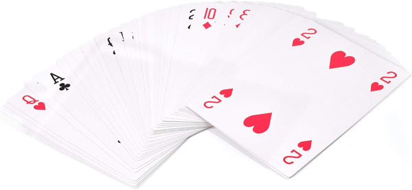 Waterproof oversized playing cards for children and adults.