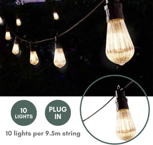 Weatherproof warm white festoon lighting