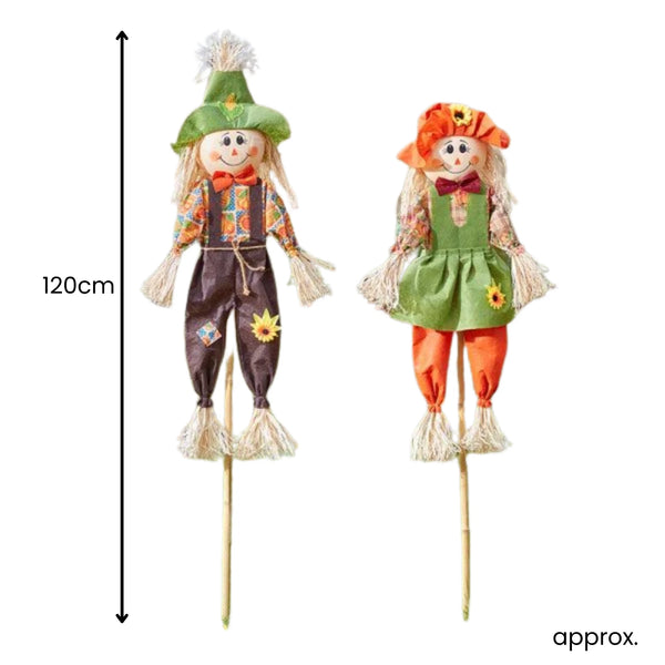 Weather resistant Halloween scarecrow pair