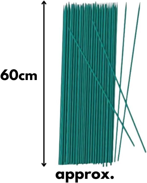 Pack of 25 green bamboo plant support canes.