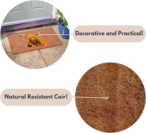 Rectangular coir mat for front entrance.