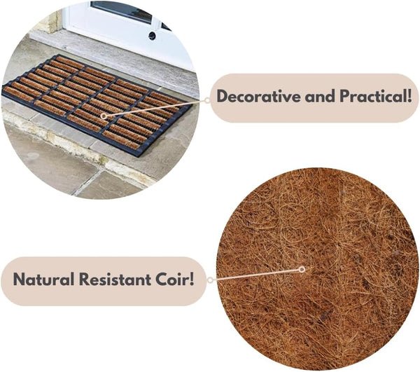 Weather-resistant coir porch door mat