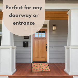 weather resistant strawberry doormat on porch