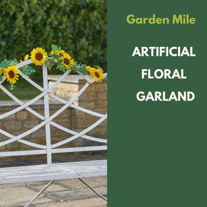 Decorative sunflower garland for garden fence
