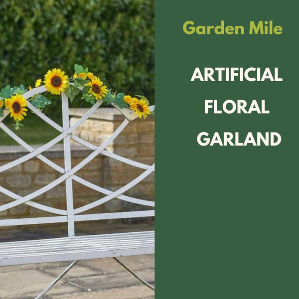 Decorative sunflower garland for garden fence
