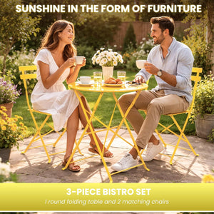 Three piece folding garden furniture in yellow