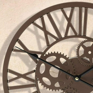 Weather resistant metal clock positioned on a patio