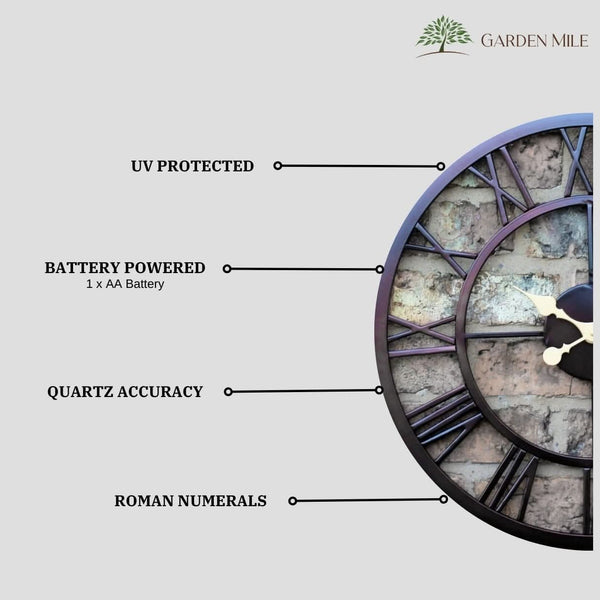 Large 50cm wall clock displayed outdoors
