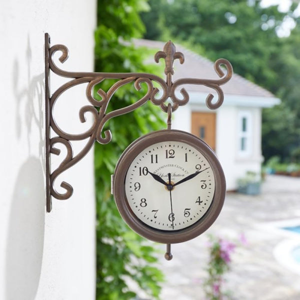 Vintage style garden wall clock with Roman numerals