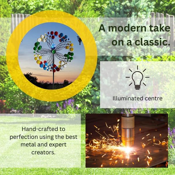Tall outdoor wind spinner with rotating blades