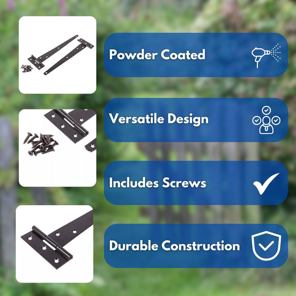 Heavy duty t hinges for garden gate installation