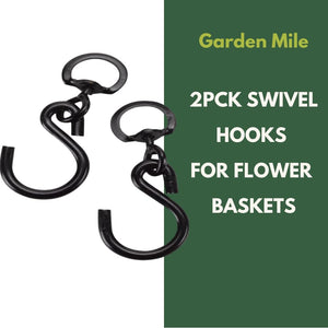 Rotating hanging hooks for outdoor flower baskets